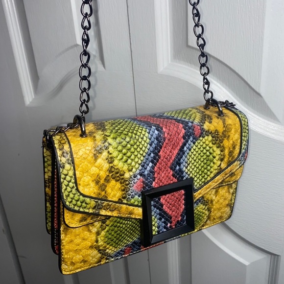 Handbags - Multi Colored Snake Skin Crossbody Handbag